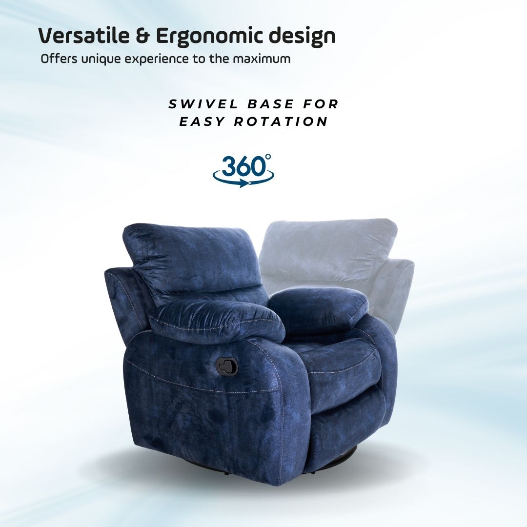 Blue swivel online recliner