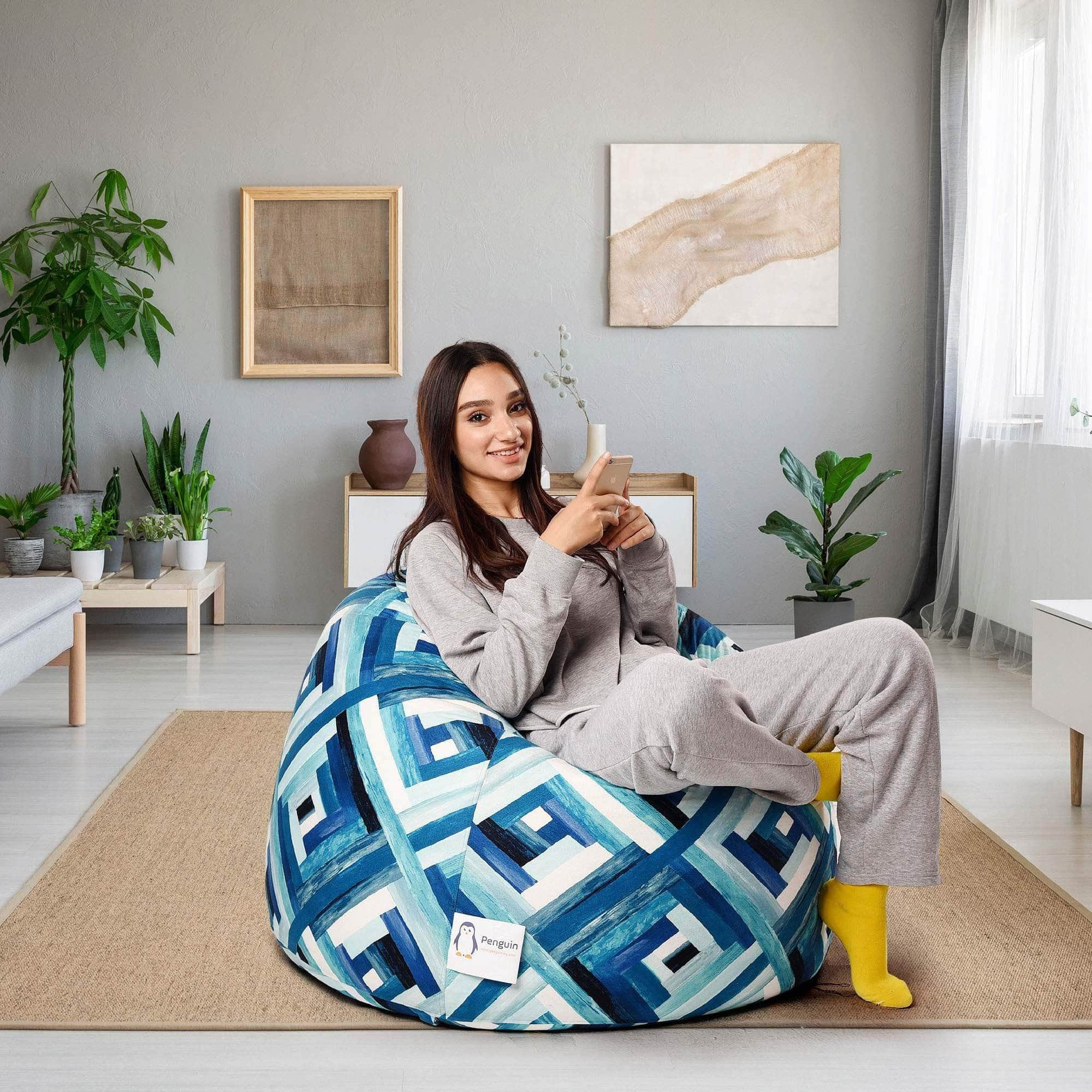 Diamond Velvet Patterned Bean bag Penguin Group