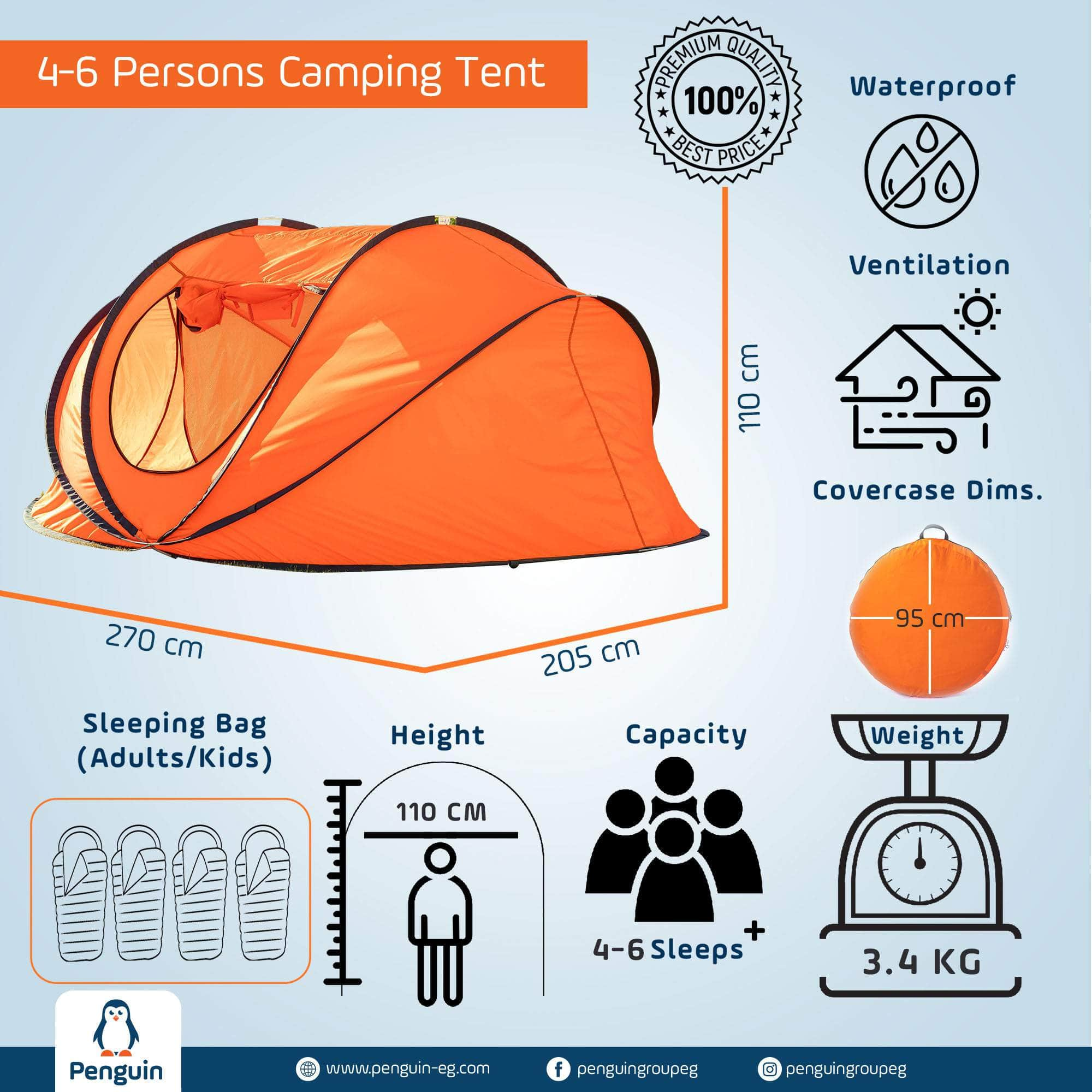 Standard 4 6 persons Popup Tent